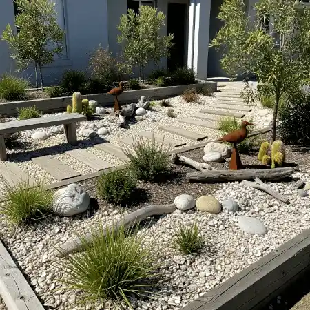 Low-maintenance coastal front yard