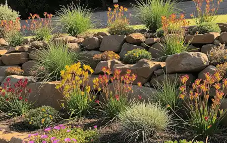Rockeries on the sloped front yard