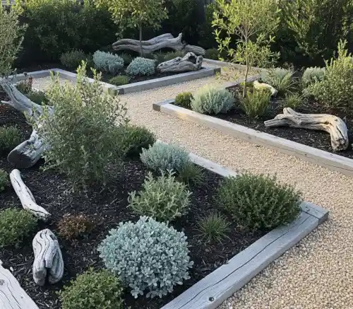 Small coastal-themed front yard